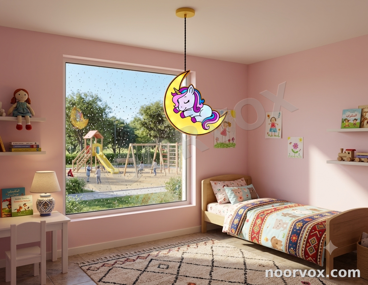 Lustre Féerique Licorne sur la Lune pour Chambre Fille