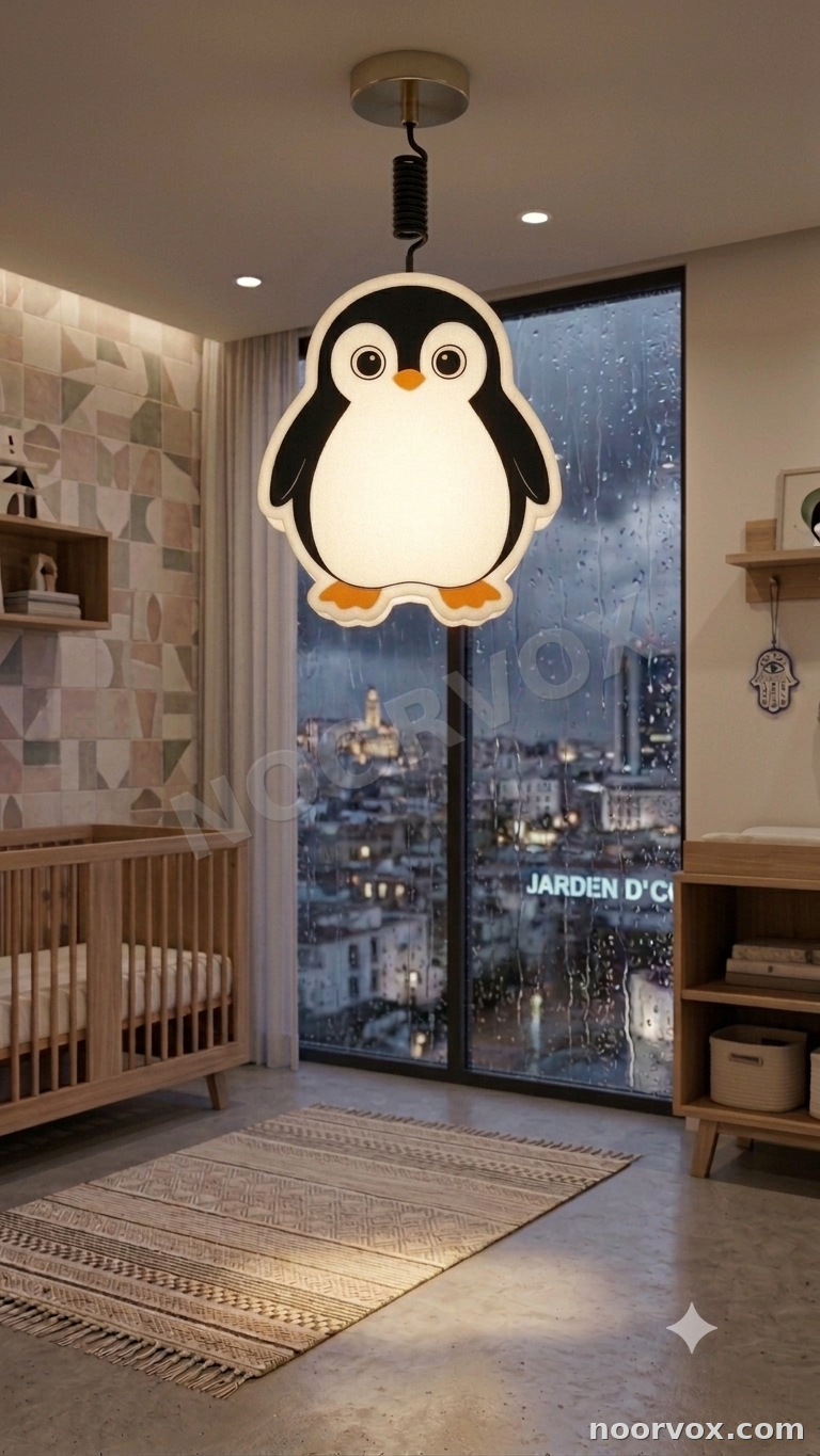 Lustre Suspension Enfant Pingouin Mignon pour Bébé