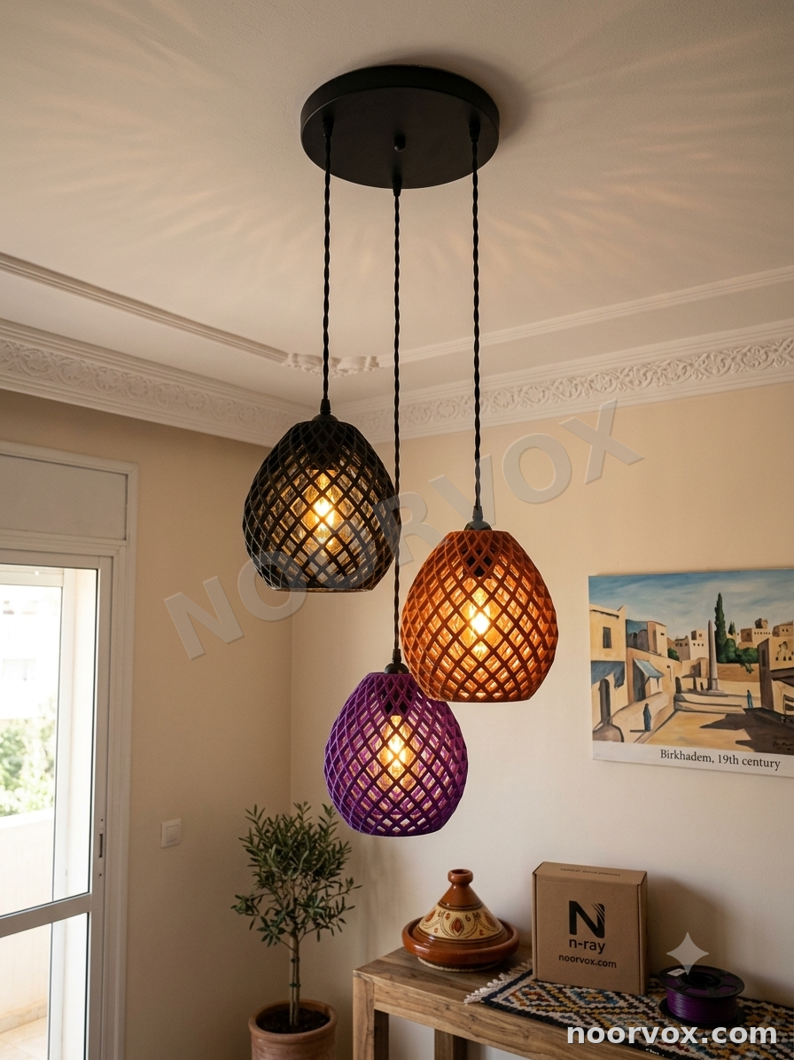 Lustre Suspendu Trio "Structure Moderne" – Design Géométrique 3D