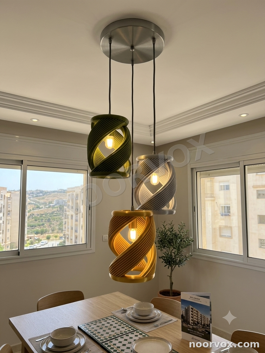 Lustre Suspendu Trio "Spiral Dynamique" – Design Architectural 3D